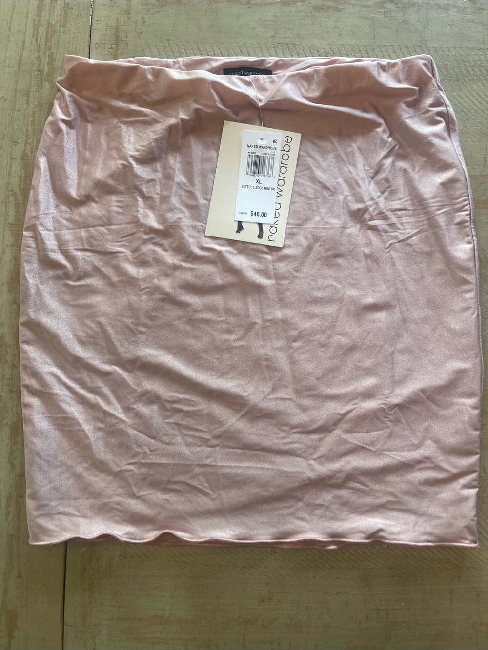 naked wardrobe Blush Satin Pencil Skirt